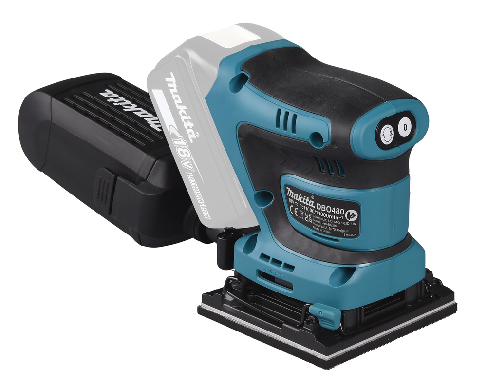 Вибрационная шлифмашина аккумуляторная Makita DBO480Z LXT 18В, 14000 об/мин, без акб и ЗУ