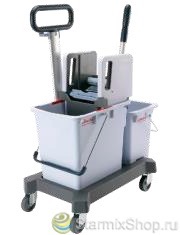 Двухведерная система Vileda 25л и 8л с вертикальным отжимом на платформе с транспортировочной ручкой 149099