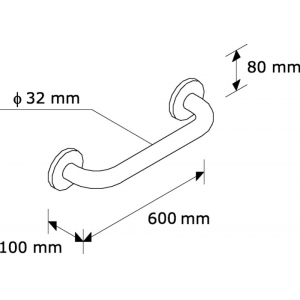 Поручень для инвалидов простой MERIDA TPC02 полированный 600 мм