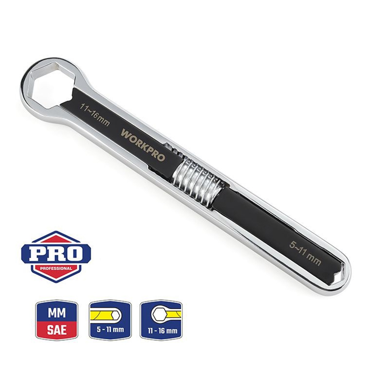 Ключ универсальный накидной регулируемый (5-11/11-16 мм) WORKPRO