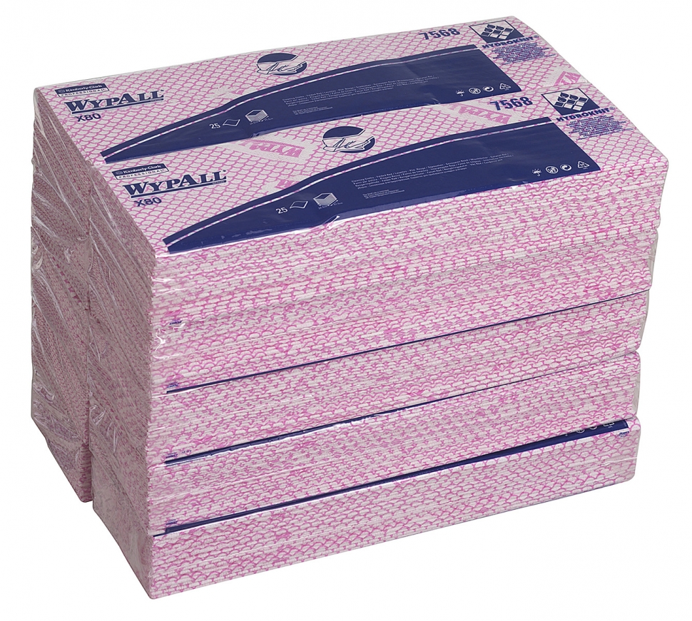 Протирочный материал в пачках Kimberly-Clark WypAll X80 7568, красный