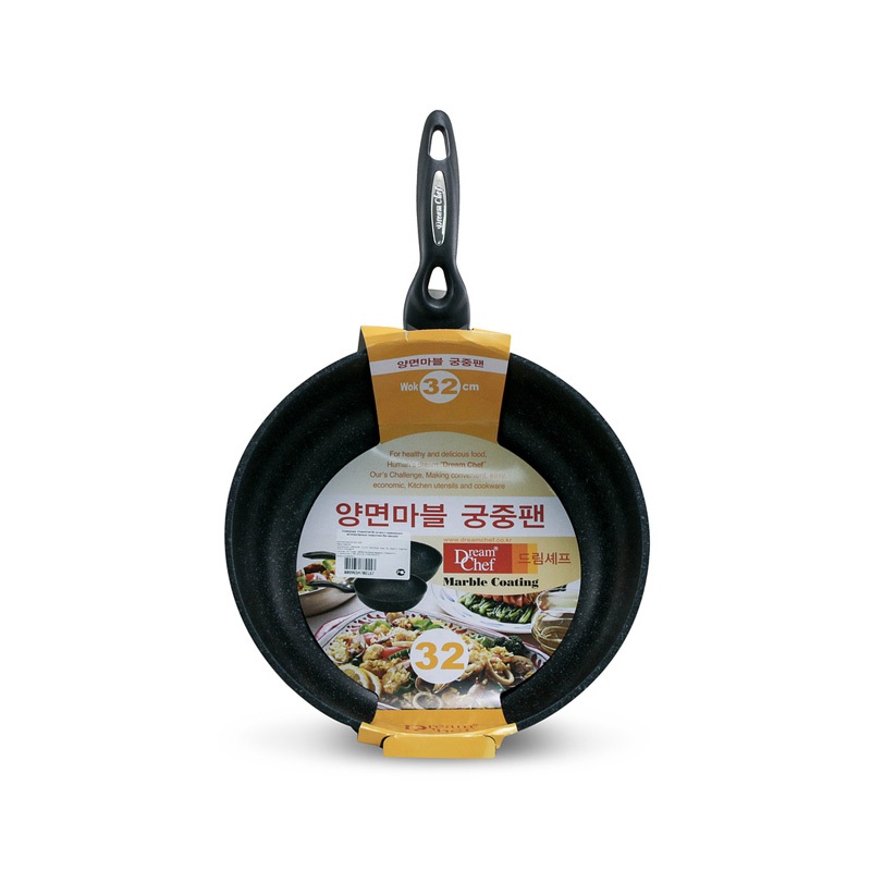Сковорода  DreamChef 32 см вок с мраморным антипригарным покрытием без крышки