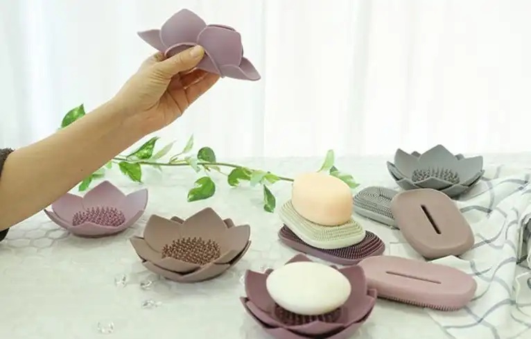 Силиконовая мыльница лотос KF Pastel