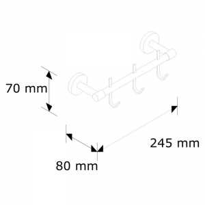 Полотенцедержатель с 3 крючками MERIDA HOTEL, длина 200 мм MHW13