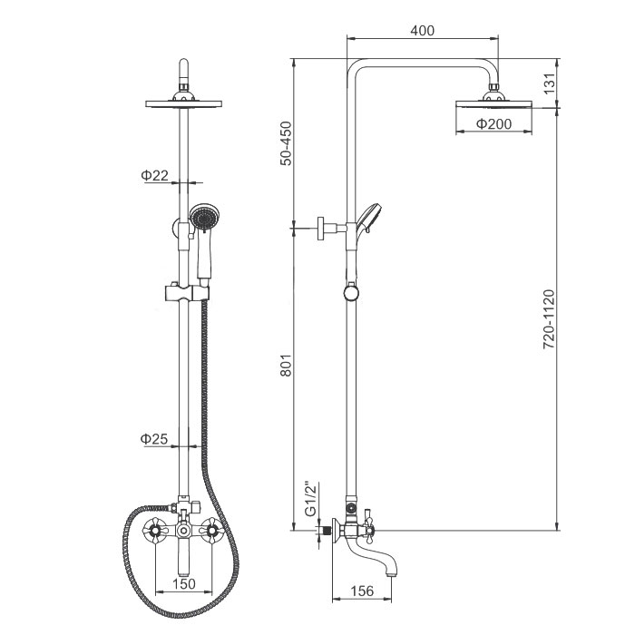 ДУШЕВАЯ СТОЙКА СО СМЕСИТЕЛЕМ LEDEME L2419 С ТРОПИЧЕСКИМ ДУШЕМ