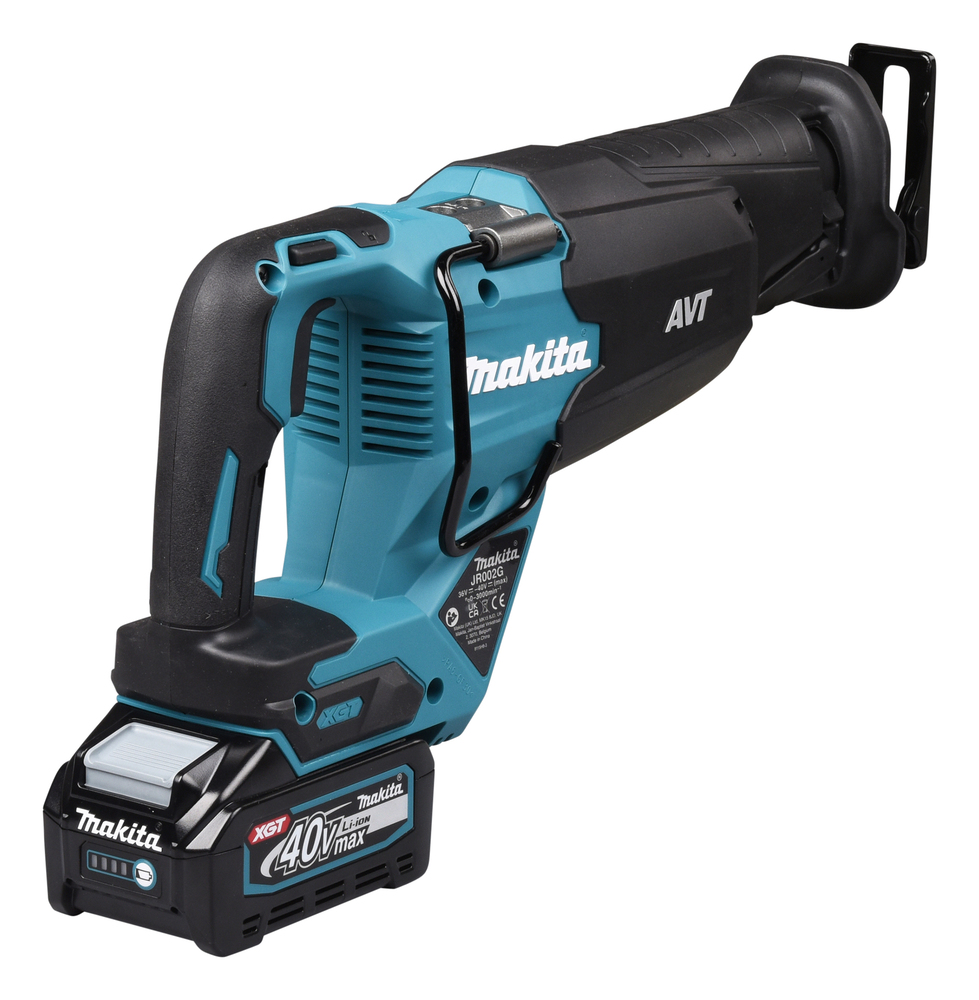 Пила сабельная аккумуляторная Makita JR002GZ XGT BL 40В, ход 32 мм, рез 255 мм, поддержка оборотов, эл. тормоз, XPT, AVT, без акб и ЗУ