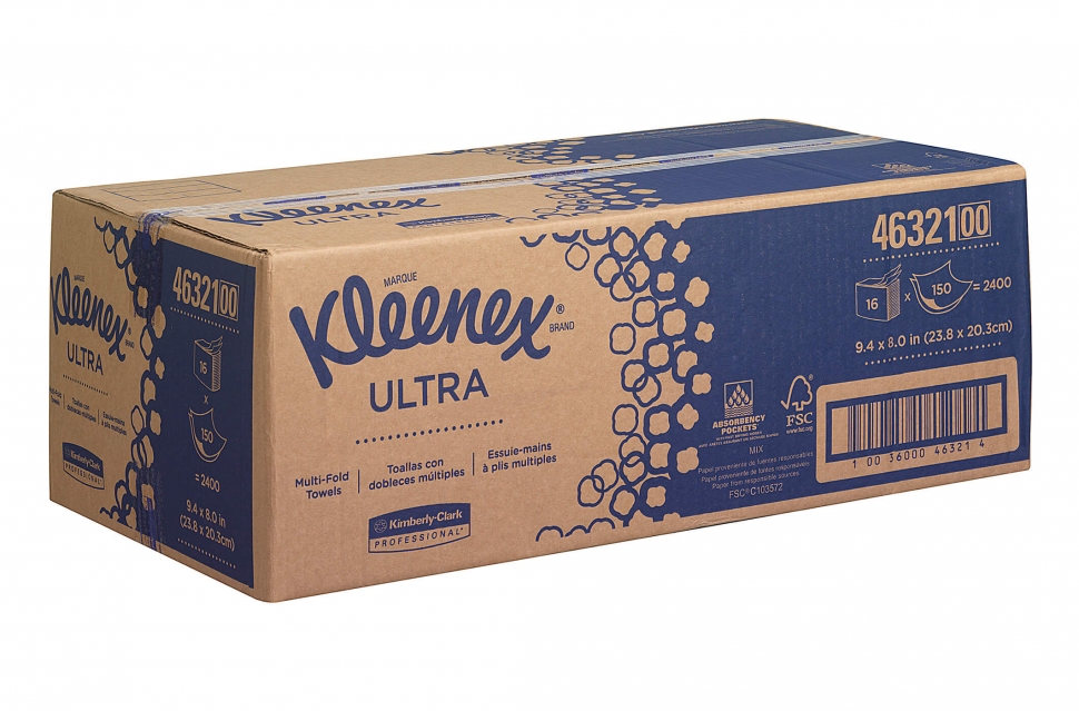 Бумажные полотенца в пачках Kimberly-Clark KLEENEX® Ultra Multifold, двухслойные 4632