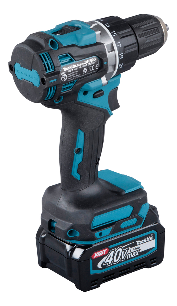 Дрель-шуруповерт аккумуляторная Makita DF002GD201 XGT 40В, 2х2.5 Ач Li-ion, 65 Нм, 2200 об/мин