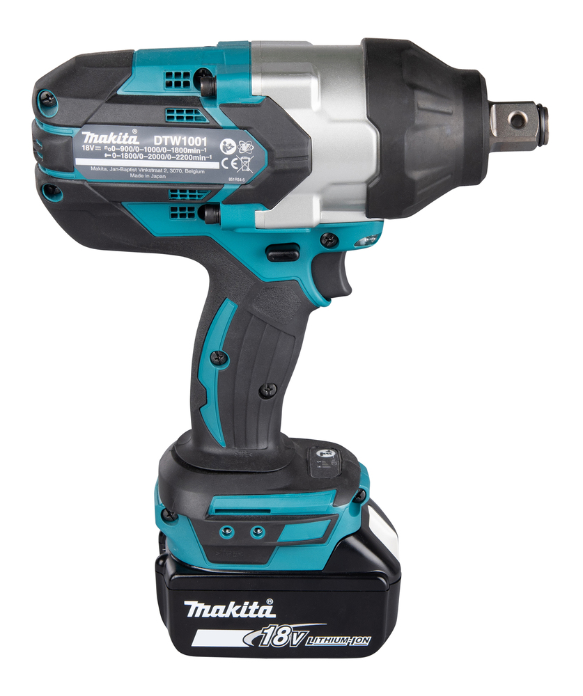 Гайковерт ударный аккумуляторный Makita DTW1001RTJ 18В, 2х5.0 Ач, 3/4\", 1 050 Нм, 0 – 1 800 об/мин