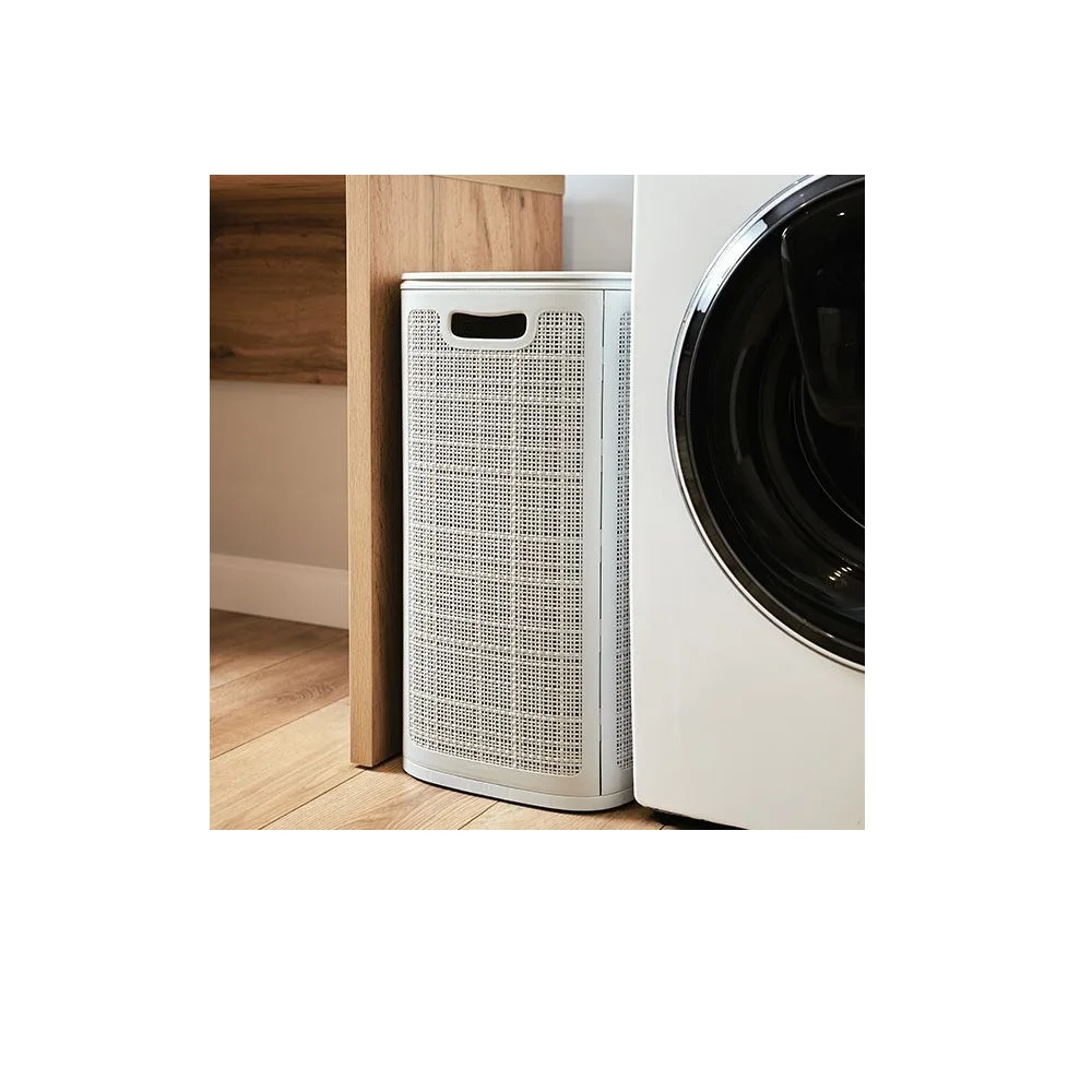 Плетёная корзина для белья сборная «Лён» 75 л (43х32.1х60 см) серый