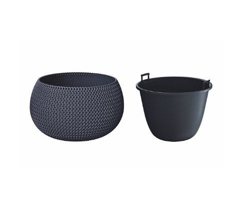 Кашпо для цветов Prosperplast Splofy Bowl 9л, антрацит