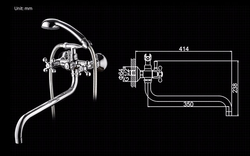 СМЕСИТЕЛЬ ДЛЯ ВАННЫ LEDEME L2619