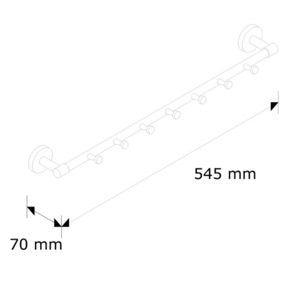 Вешалка с 7 крючками MERIDA HOTEL, длина 500 мм MHW04