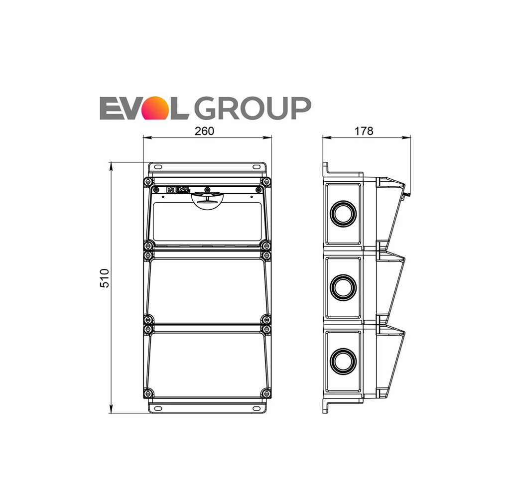 Навесной щит с розетками 220В + 380В EVOL BlockBox 0104-020-1