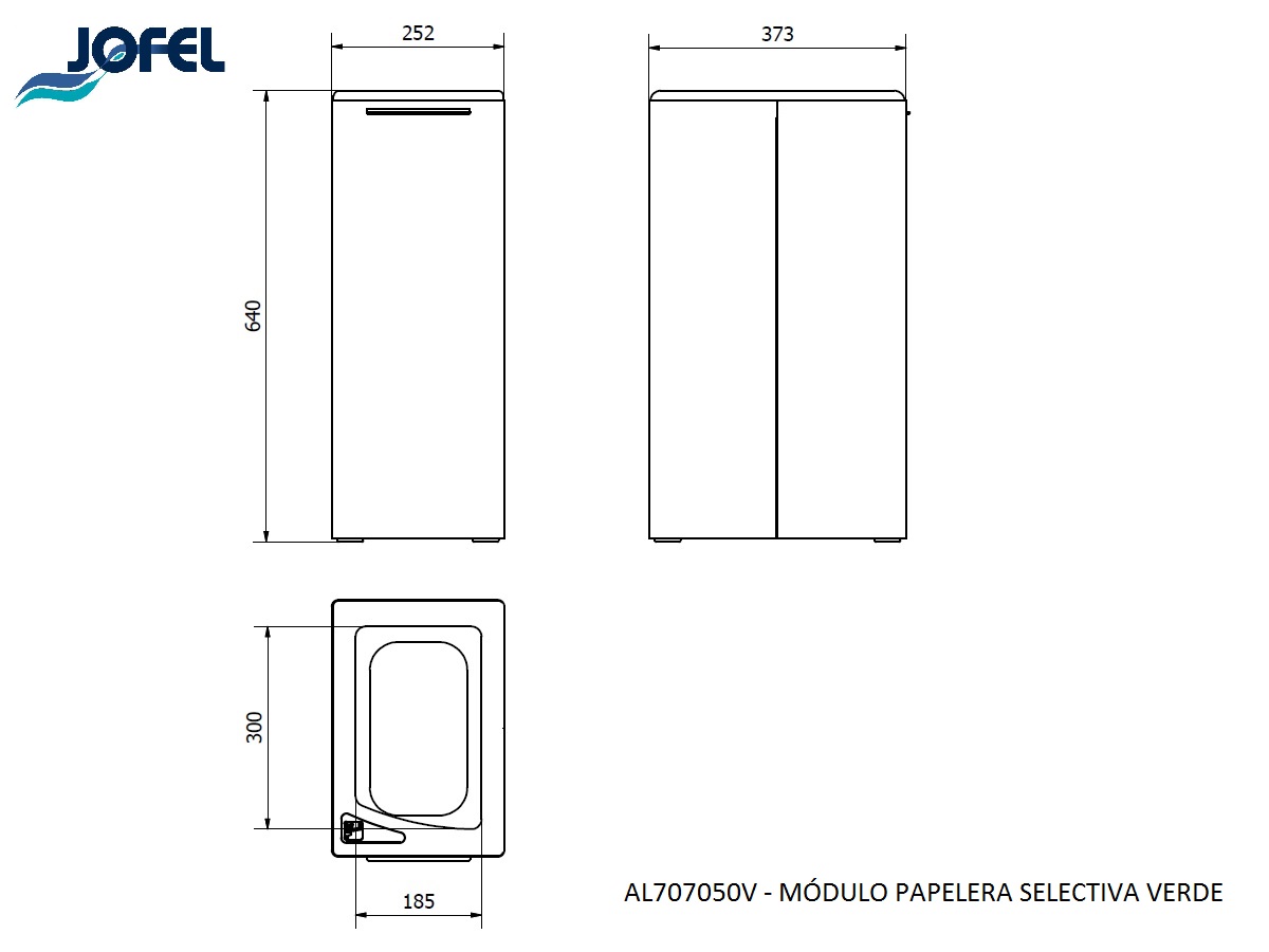 Ведро прямоугольное Jofel AL707050G 40л