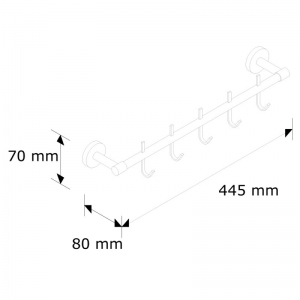 Полотенцедержатель с 5 крючками MERIDA HOTEL, длина 400 мм MHW11
