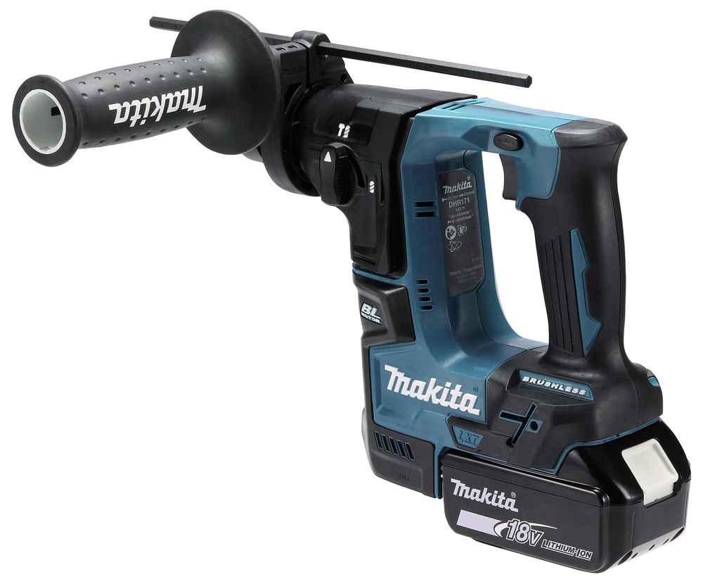 Перфоратор аккумуляторный Makita DHR171RTJ LXT 18В, 2х5.0 Ач, 17 мм, 1,2 Дж, SDS-PLUS