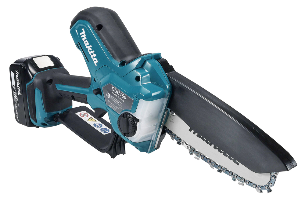 Пила цепная аккумуляторная Makita DUC150Z LXT BL 18В, 320 Вт, 6"/15 см, 0,325", 1,1мм, 8 м/с, XPT, без акб и ЗУ