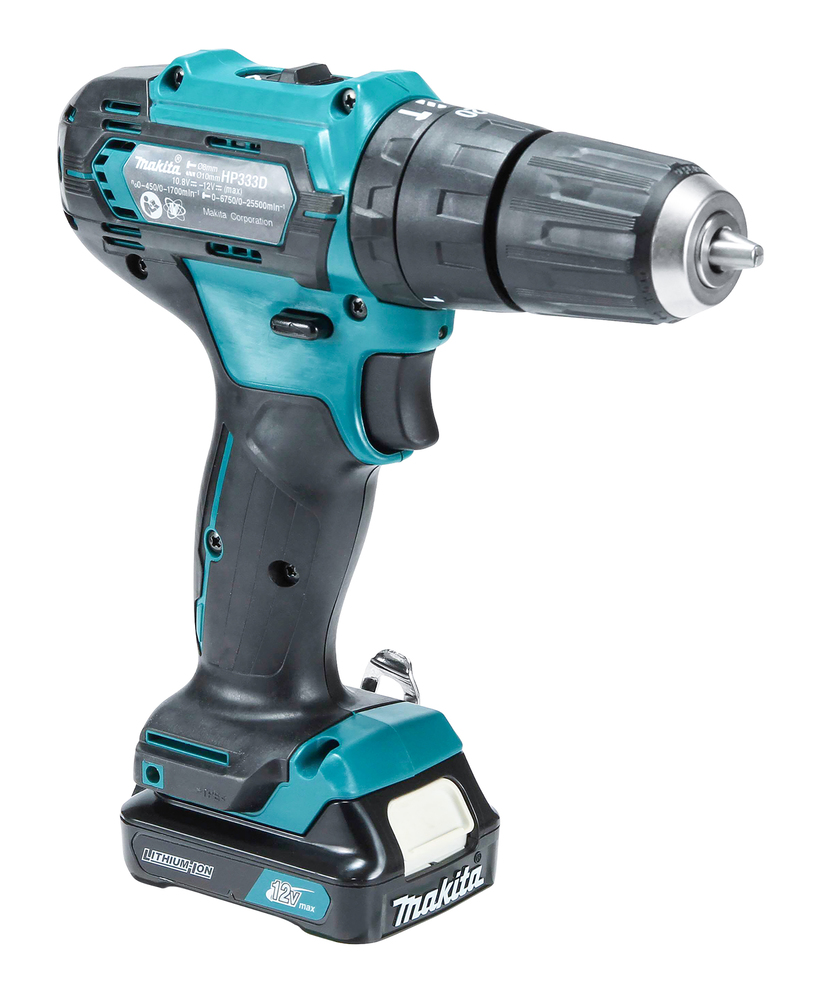 Ударная дрель-шуруповерт аккумуляторная Makita HP333DWAE CXT 12В, 2х2.0 Ач, 30 Нм, 1700 об/мин