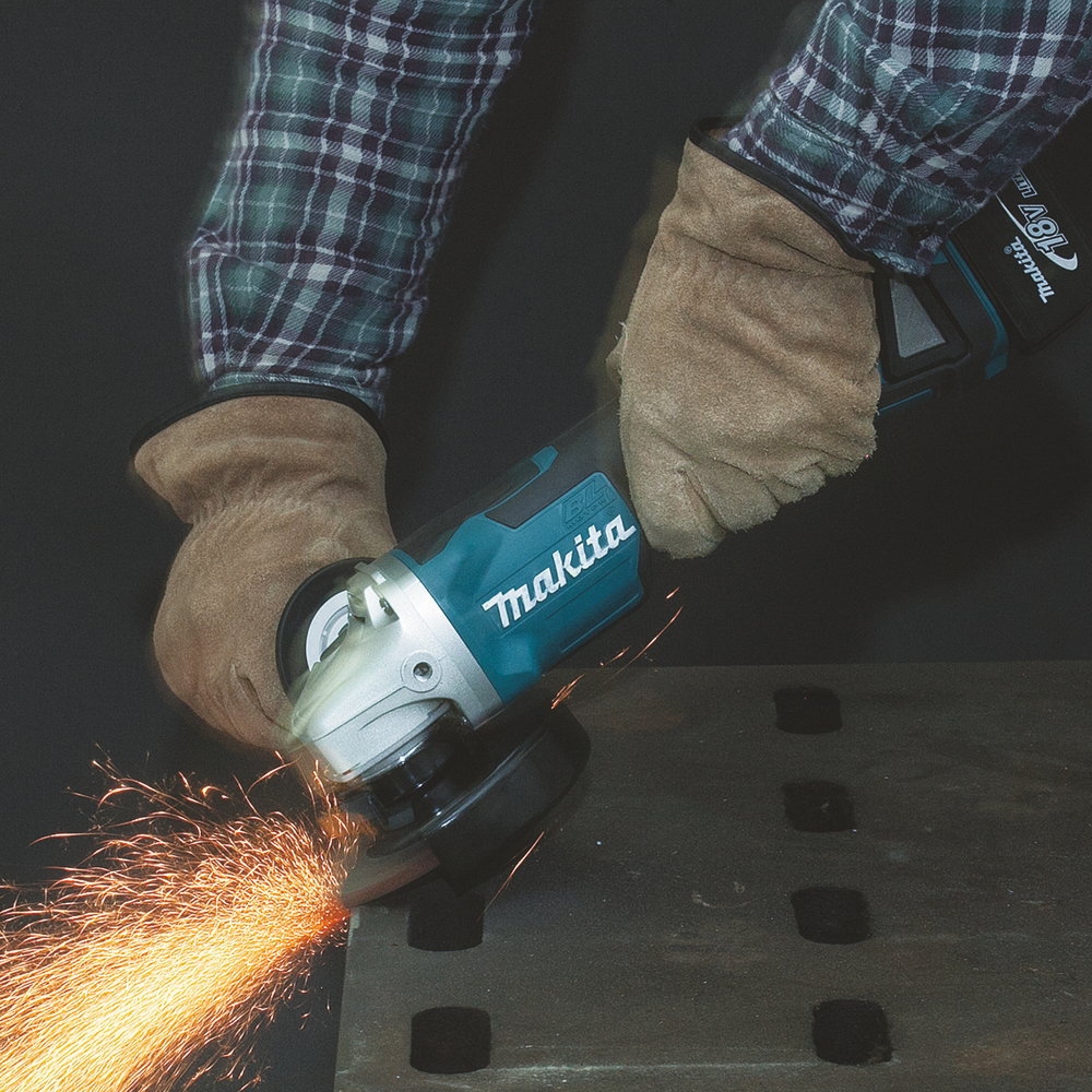 Угловая шлифмашина аккумуляторная Makita DGA508RME LXT 18В, 125 мм, 8500 об/мин, 2х4.0 Ач Li-ion