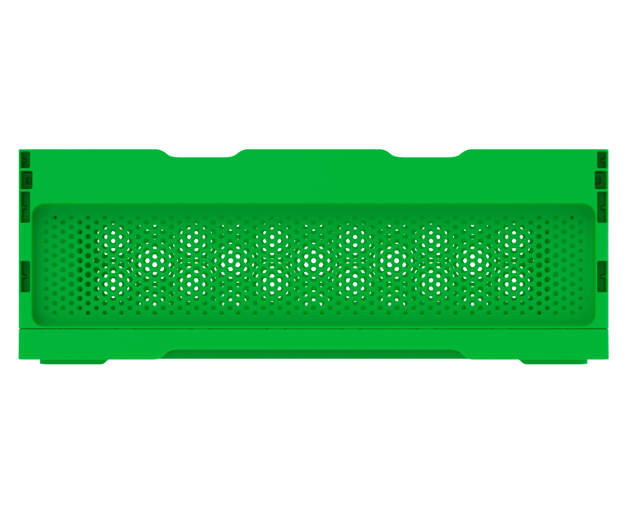 Ящик складной с перфорированными стенками и кнопками-фиксаторами АП 491 зеленый, комплект 7 штук