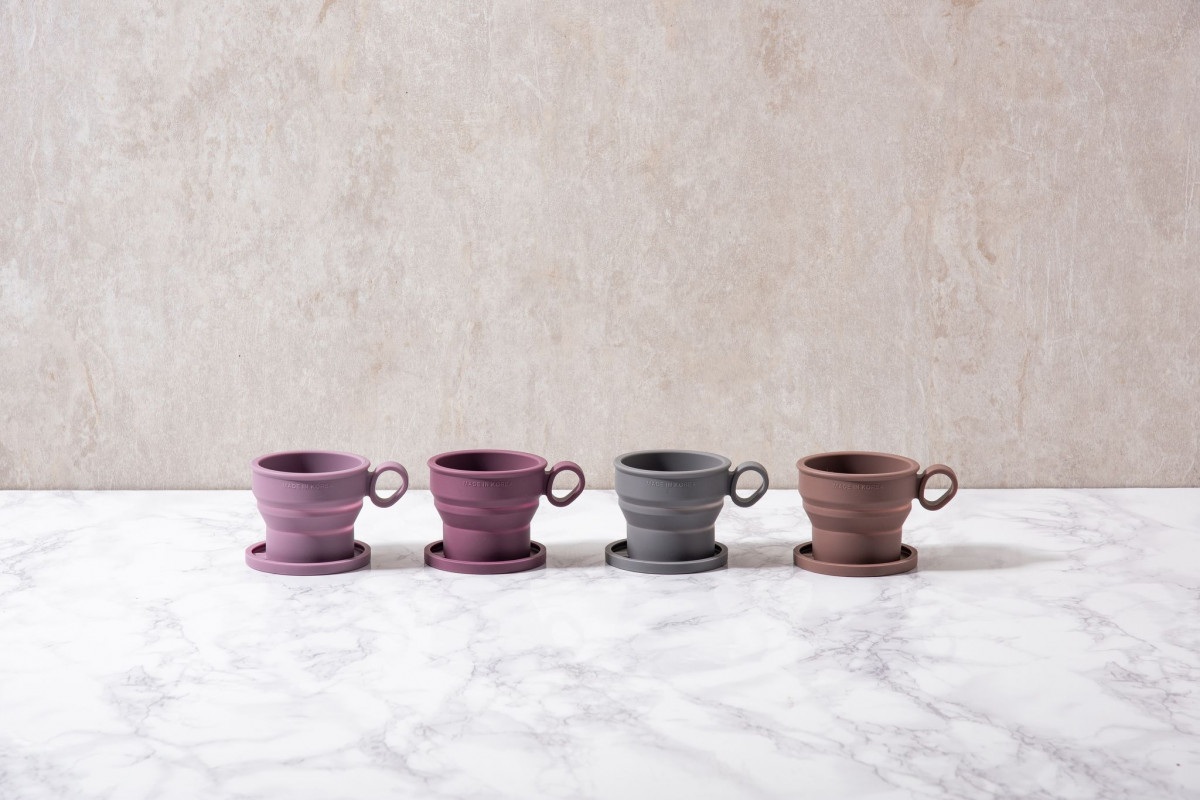 Силиконовая складная кружка с ручкой KF Pastel