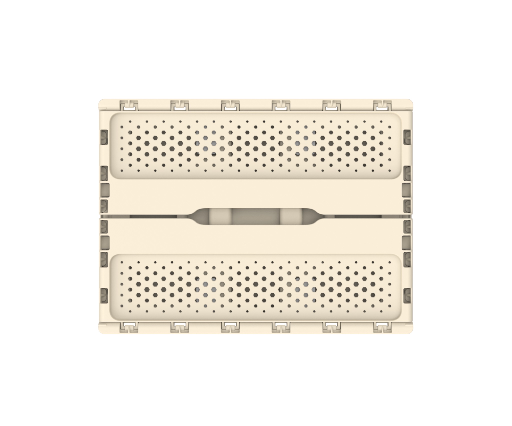 Ящик складной с перфорированными стенками и кнопками-фиксаторами (слоновая кость) АП 487, комплект 14 штук