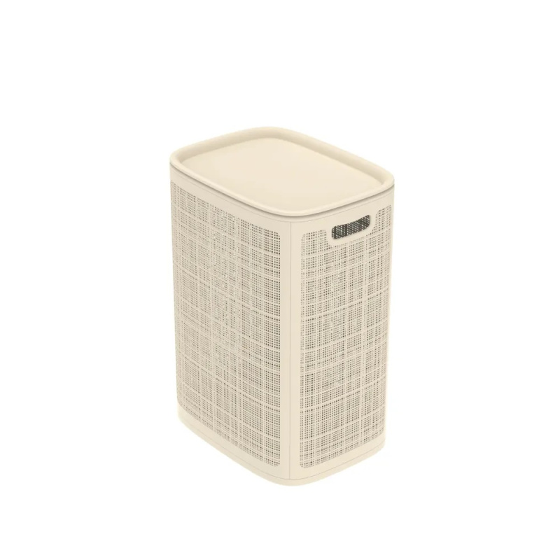 Плетёная корзина для белья сборная «Лён» 75 л (43х32.1х60 см) слоновая кость