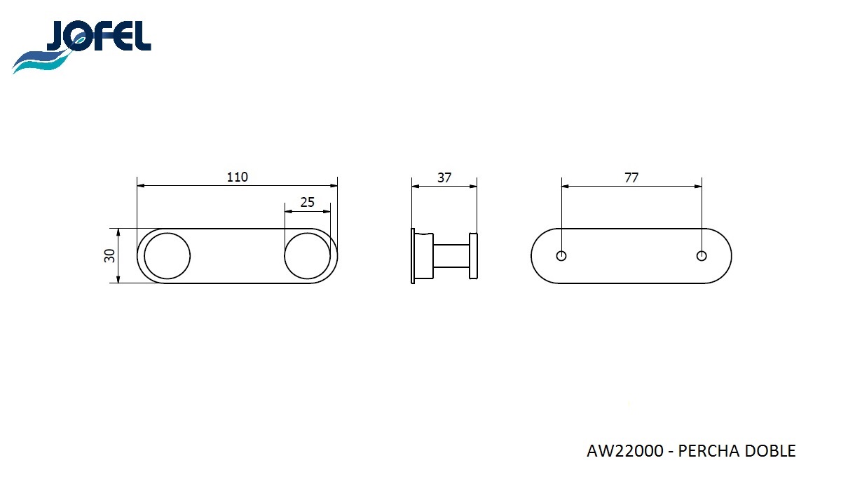 Крючок двойной для полотенец Jofel AW22000 AISI 304