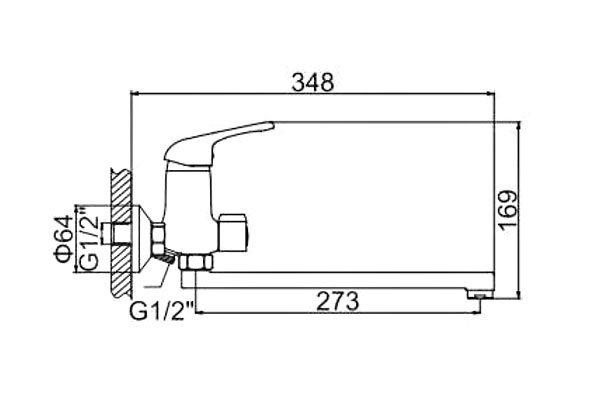 СМЕСИТЕЛЬ ДЛЯ ВАННЫ И ДУША LEDEME L30F L2239-B ДЛИННЫЙ ИЗЛИВ