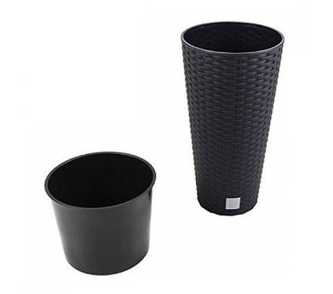 Кашпо для цветов Prosperplast Rato Low 64+35л, антрацит