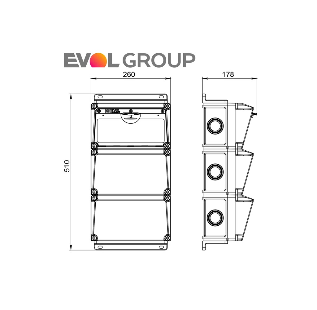 Навесной щит с розетками 220В + 380В EVOL BlockBox 0104-007-1