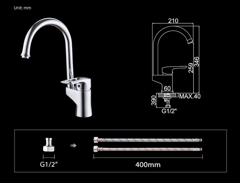 СМЕСИТЕЛЬ ДЛЯ КУХНИ LEDEME L4025 ВЫСОКИЙ