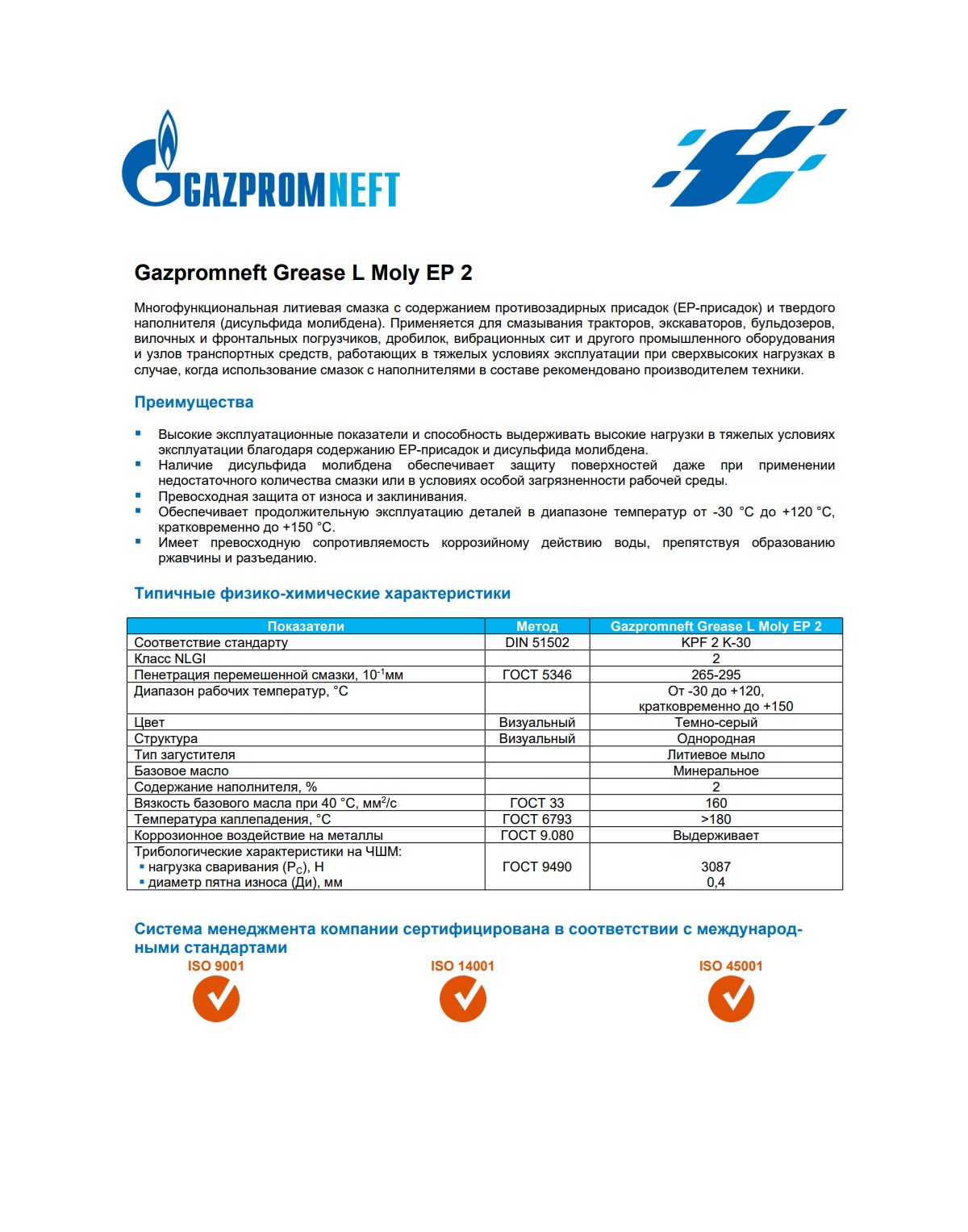 Смазка Gazpromneft Grease L Moly EP 2 20л