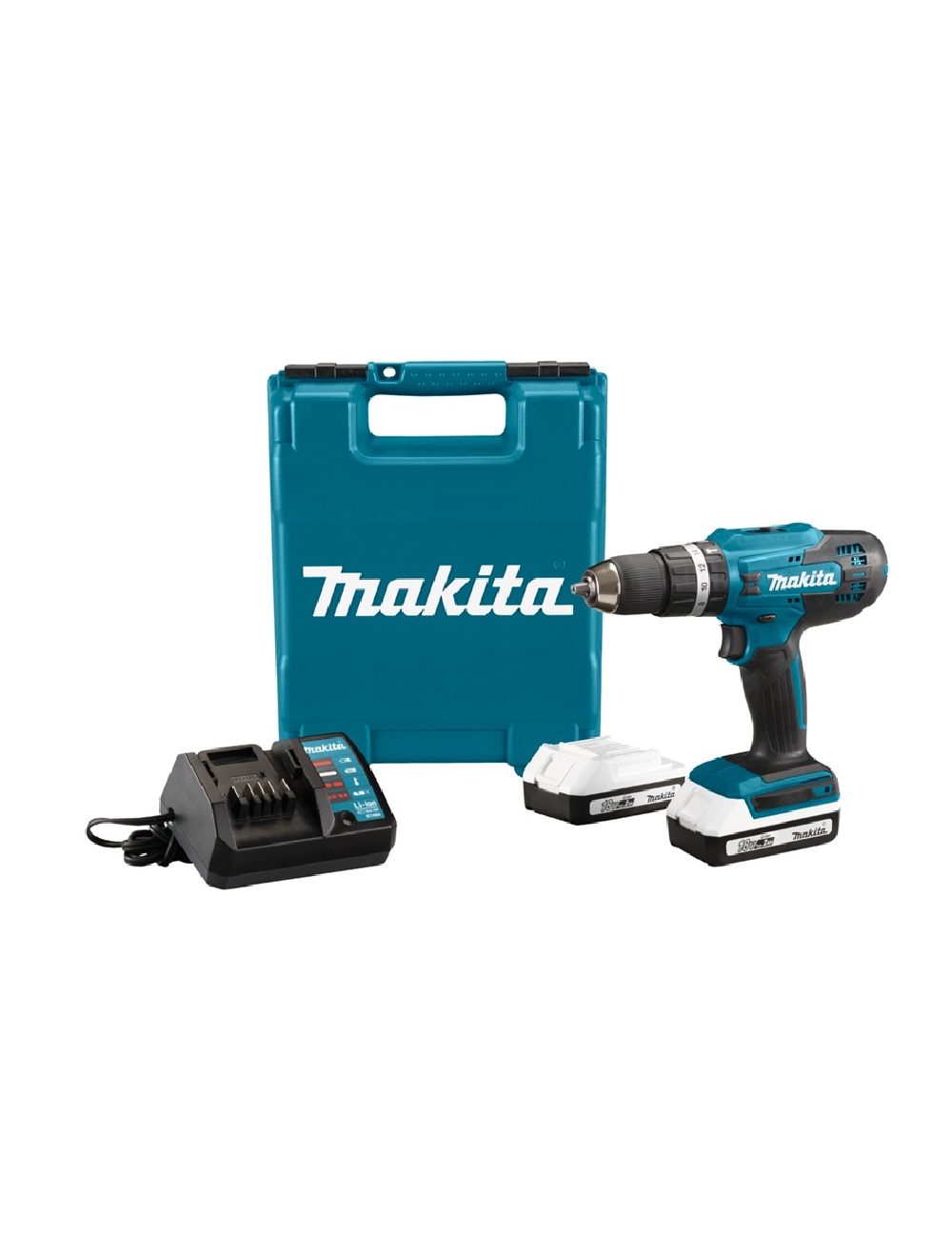 Ударная дрель-шуруповерт аккумуляторная Makita HP488D002 G-серия 18В, 2х1.5 Ач, 42 Нм, 1400 об/мин