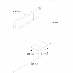 Поручень для инвалидов откидной напольный MERIDA TPC11 полированный