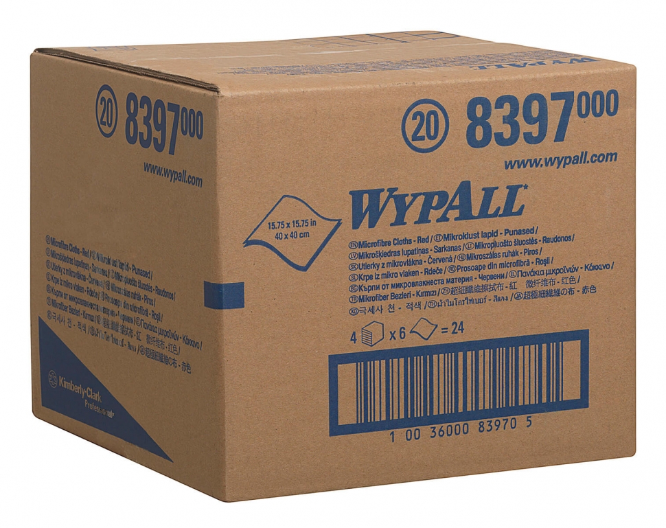 Микрофибра в пачках Kimberly-Clark WypAll Microfibre Cloth 8397, красный