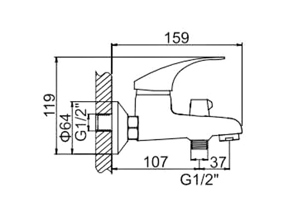 СМЕСИТЕЛЬ ДЛЯ ВАННЫ И ДУША LEDEME L3036 КОРОТКИЙ ИЗЛИВ
