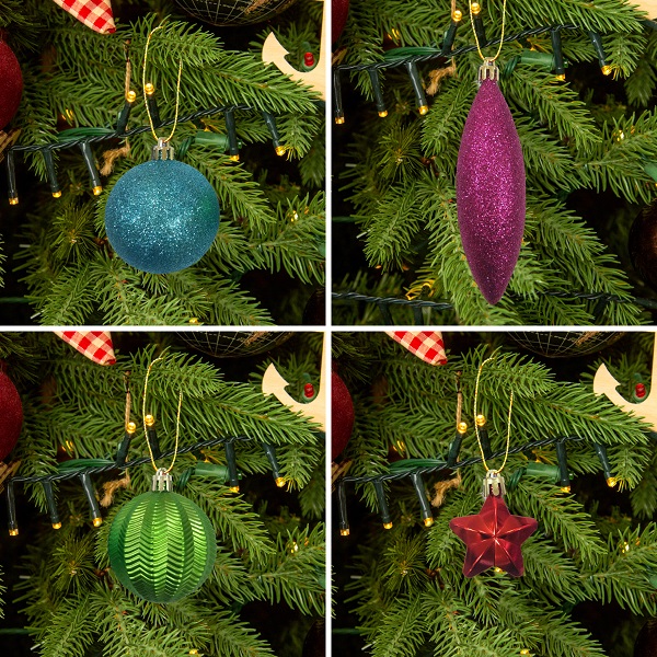 Набор ёлочных шаров с верхушкой, пластик, микс, 55 шт в упаковке