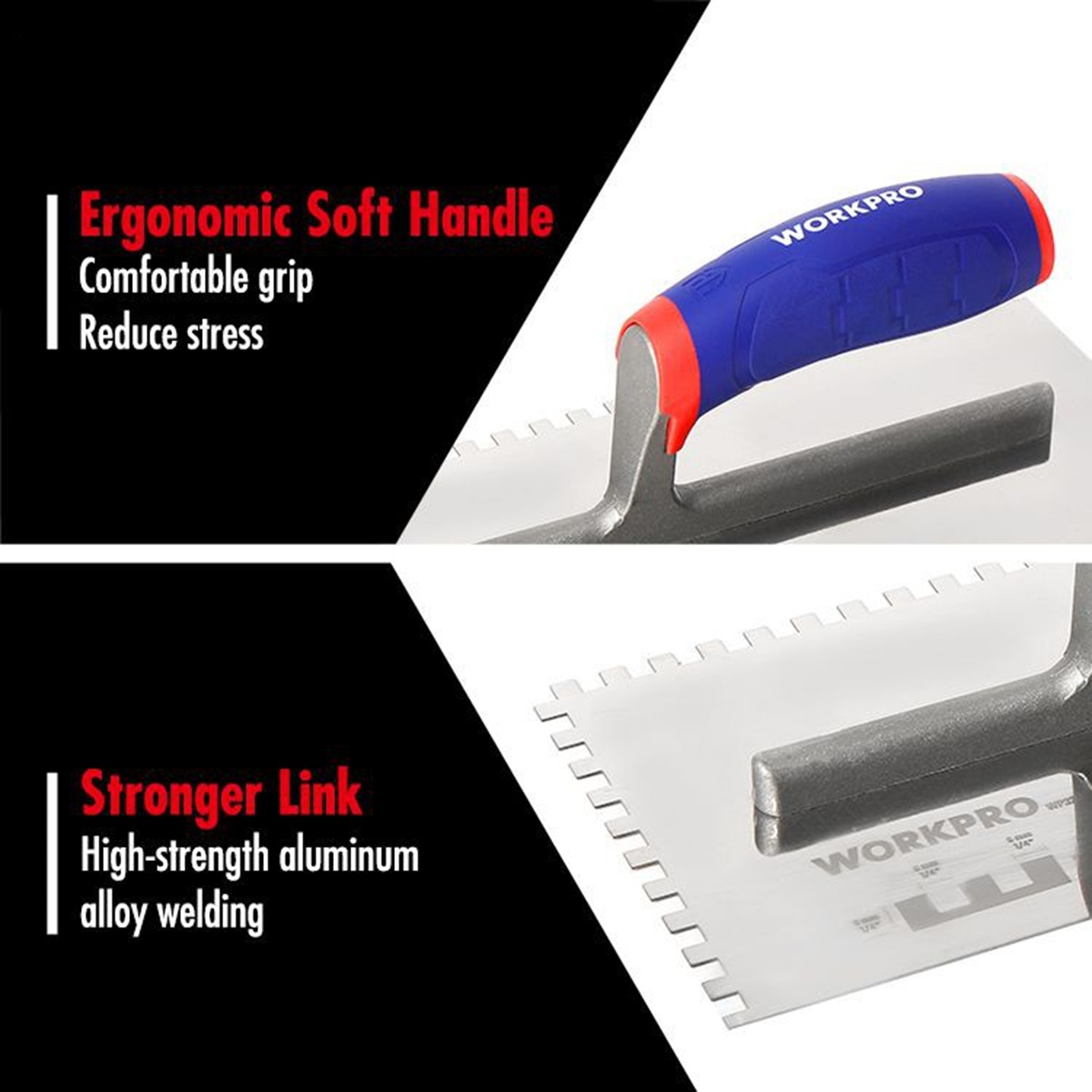 Гладилка из нержавейки 280х130х0,7мм, зубья  10х10 мм  WORKPRO