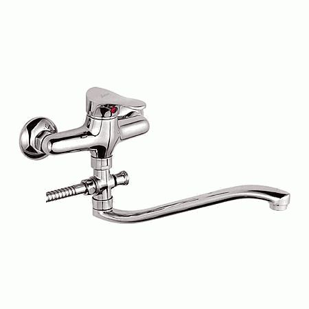 СМЕСИТЕЛЬ ДЛЯ ВАННЫ И ДУША LEDEME L2114-В, ИЗОГНУТЫЙ ИЗЛИВ