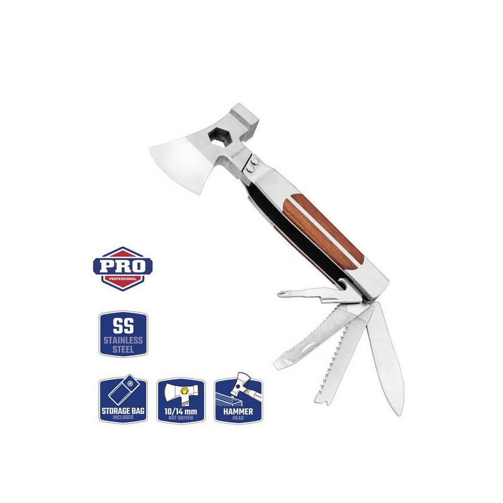 Мультитул 12 в 1, 155 мм с топором WORKPRO