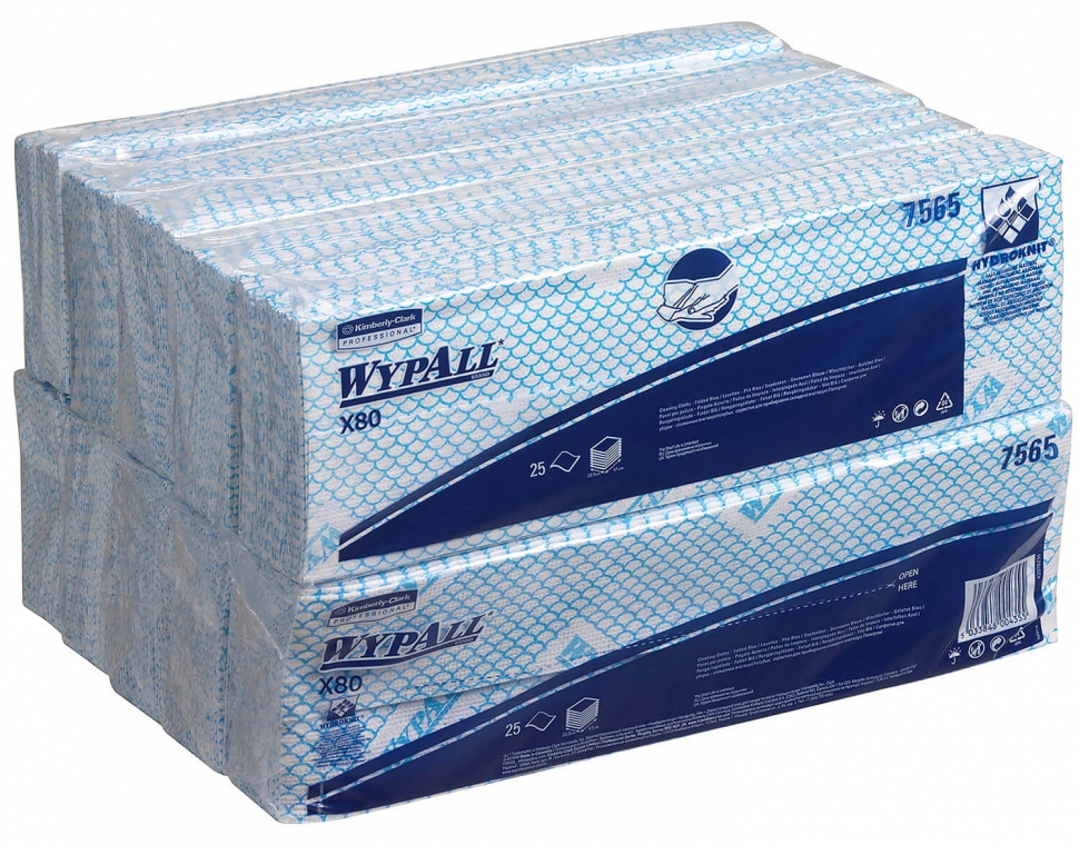 Протирочный материал в пачке Kimberly-Clark Wypall® X80 7565 голубой