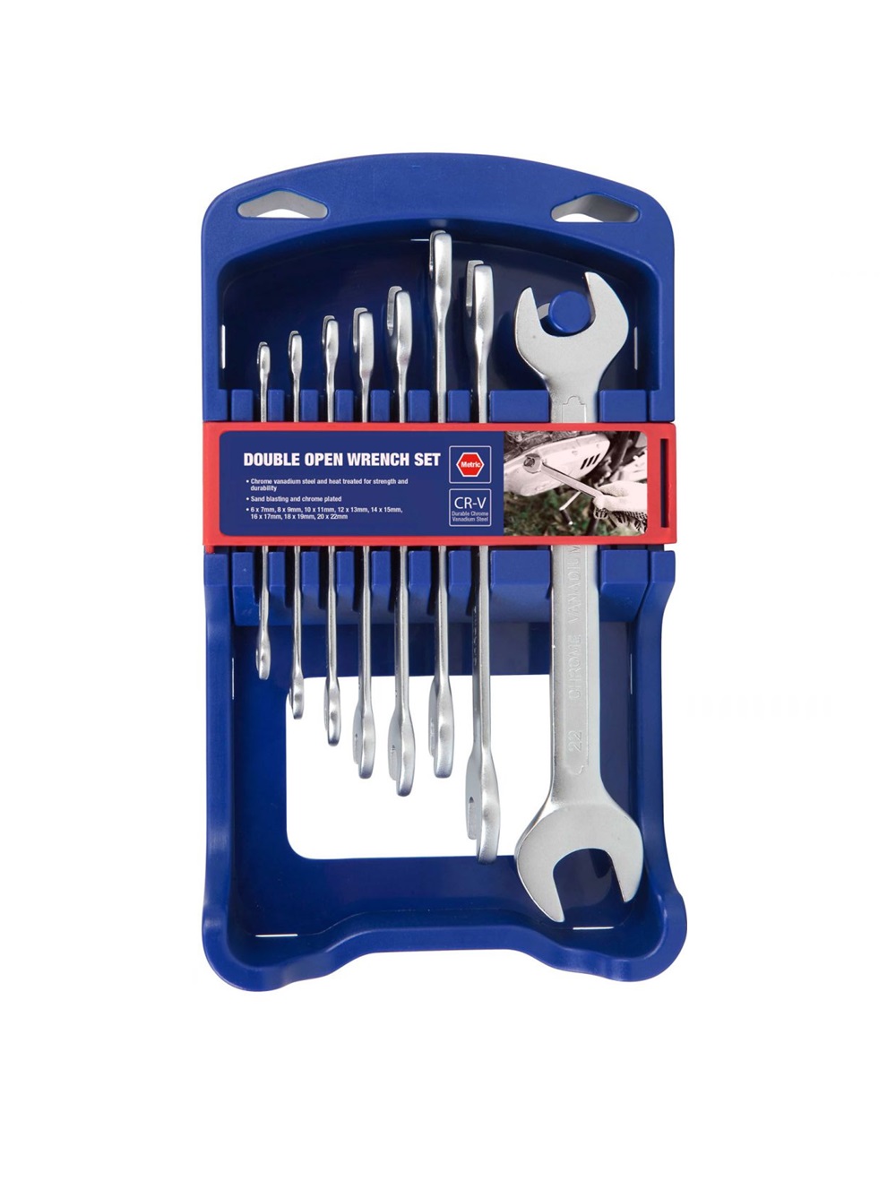 Набор  ключей  рожковых 8 шт (6-22 мм) на пластиковом держателем WORKPRO