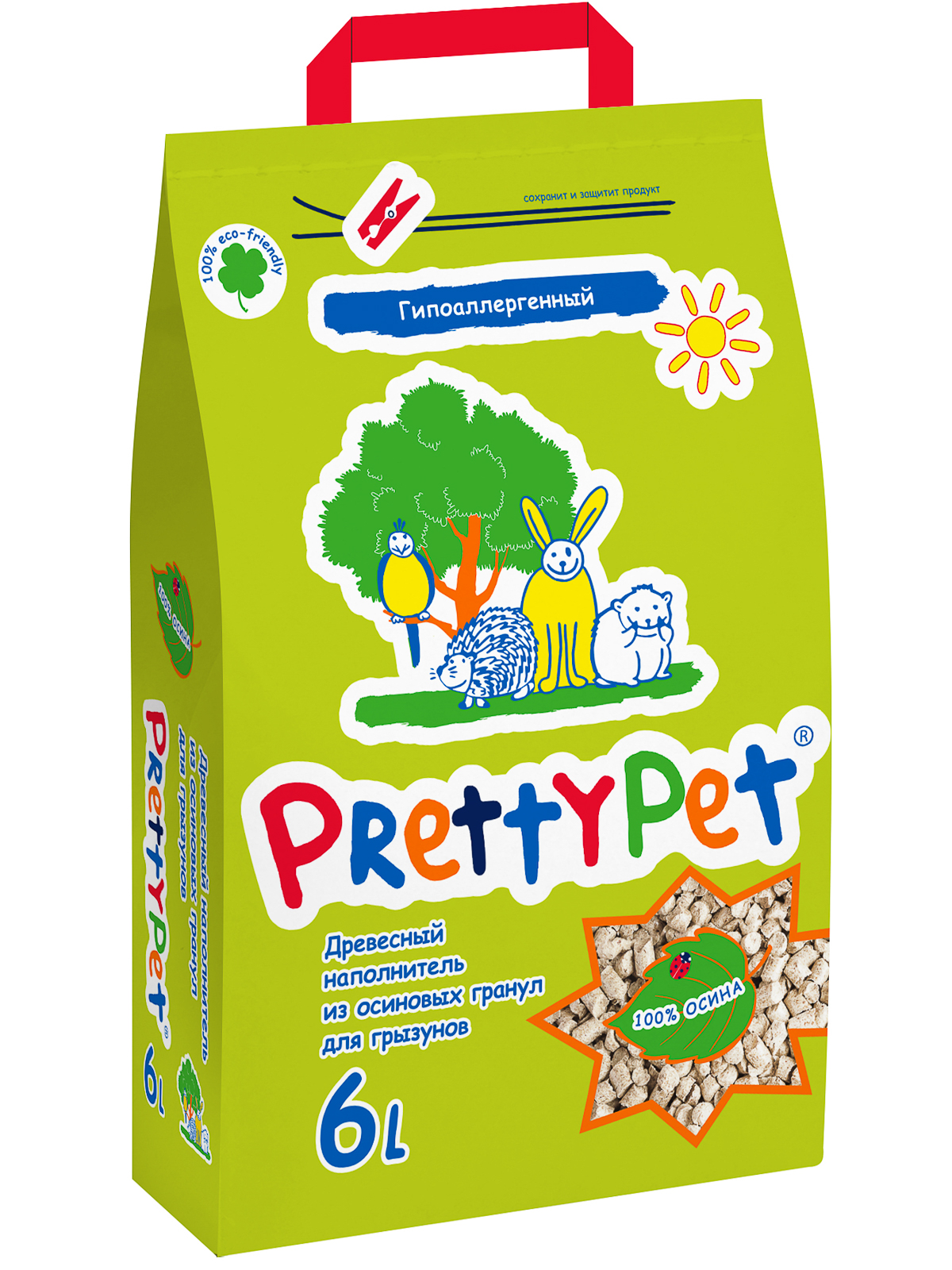 PrettyCat наполнитель для грызунов и птиц ОСИНОВЫЙ 6 л/2 кг