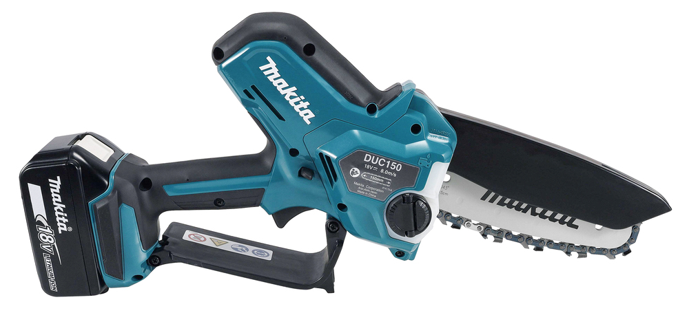 Пила цепная аккумуляторная Makita DUC150Z LXT BL 18В, 320 Вт, 6"/15 см, 0,325", 1,1мм, 8 м/с, XPT, без акб и ЗУ