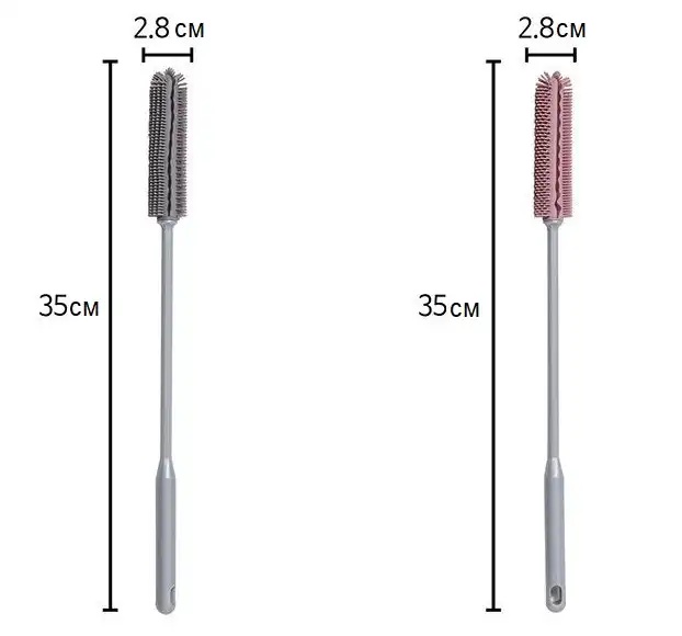 Силиконовая щетка для мытья бутылок тонкая KF Pastel