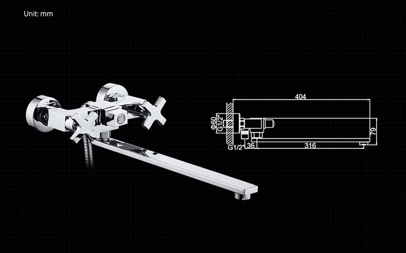 СМЕСИТЕЛЬ ДЛЯ ВАННЫ LEDEME L2584 ИЗЛИВ L35F-2