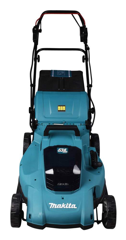 Газонокосилка аккумуляторная Makita DLM539Z LXT 2х18В, 860Вт, 53см, травосборник 70л, привод 2,5-5км/ч, 4в1, XPT, без акб и З/У