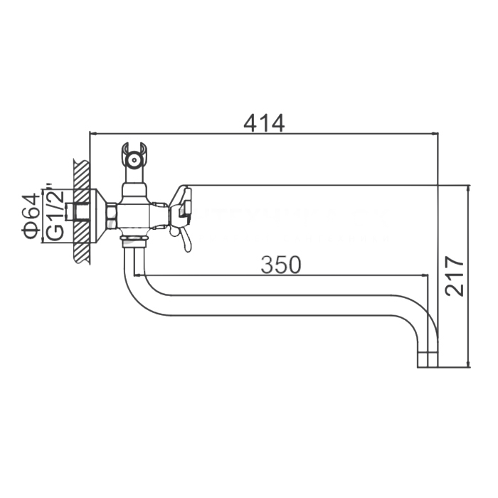 СМЕСИТЕЛЬ ДЛЯ ВАННЫ LEDEME КРУГЛЫЙ ИЗЛИВ КРЕСТ КЕРАМИКА L2612